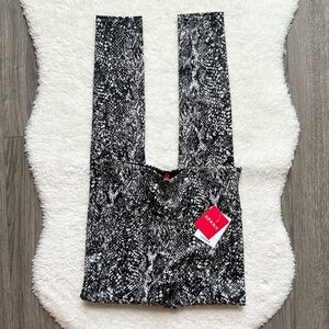 Spanx Black and White Faux Leather Snake Print Shine Leggings NWT